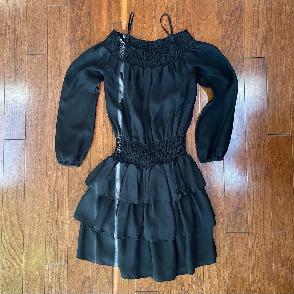 MICHAEL Michael Kors Women’s Like New Smocked Ruffle Shift Silk Dress Black XS